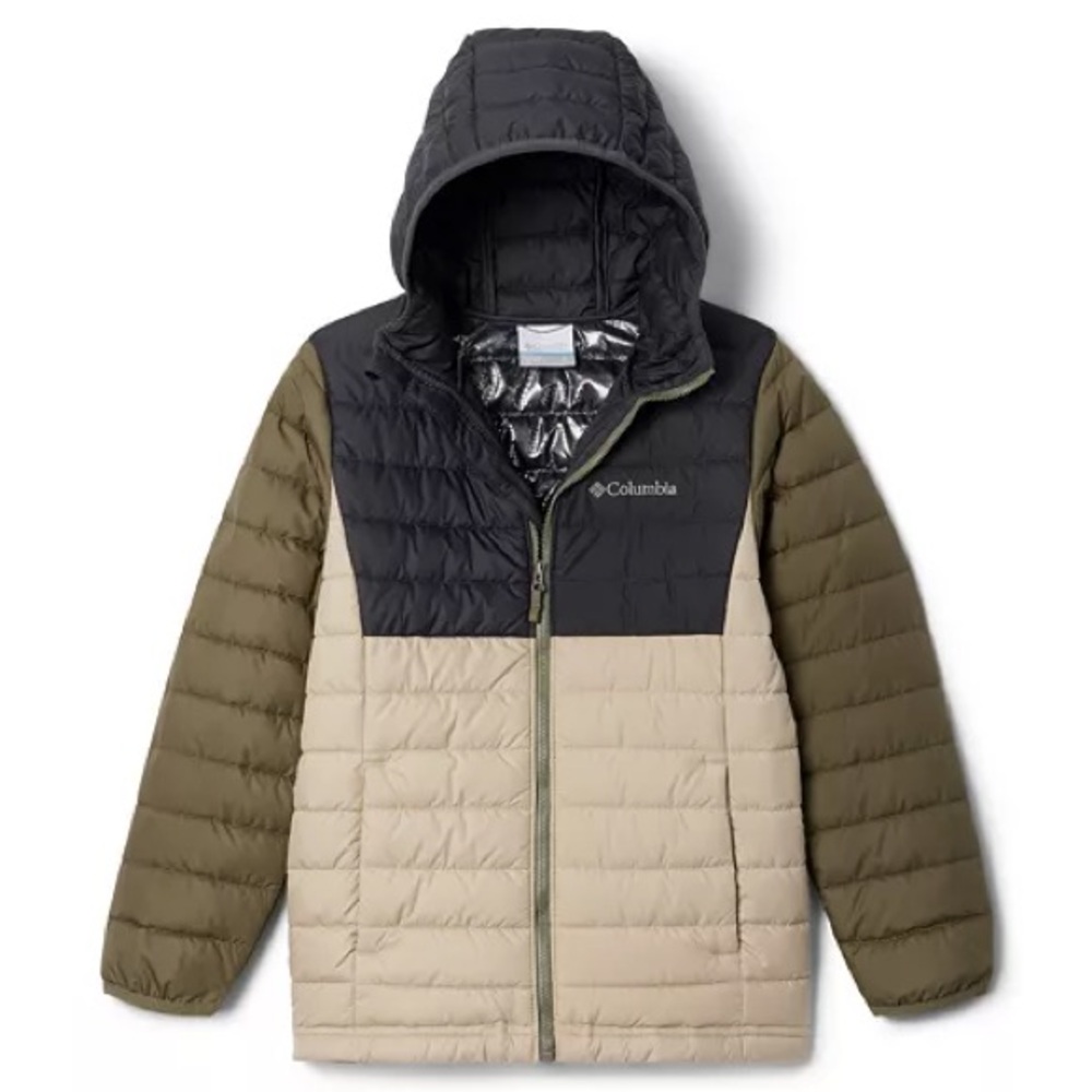 Columbia Kids' Hooded Puffer Jacket - Black and Tan
